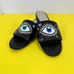 Women's Flats open toe slides "Alepel" Eyes and Stars Slides US size 7M